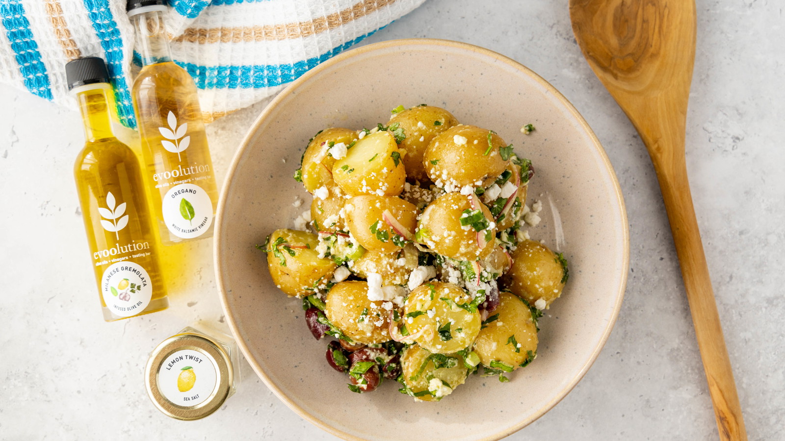 Image of Greek Potato Salad with Milanese Gremolata Olive Oil and Oregano Balsamic