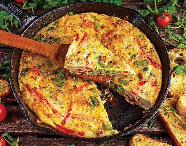 Image of Spinach Havarti Frittata with Oven Dried Tomatoes