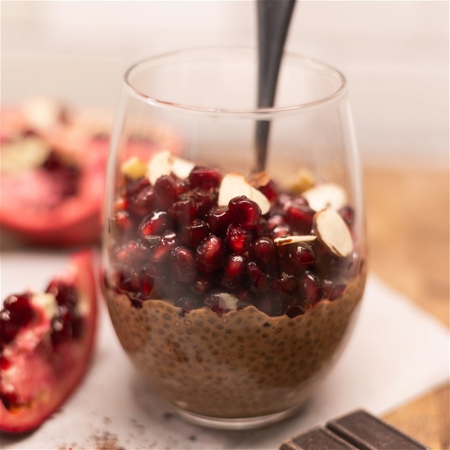 Image of Chocolate Chia Seed Pudding with Pomegranate