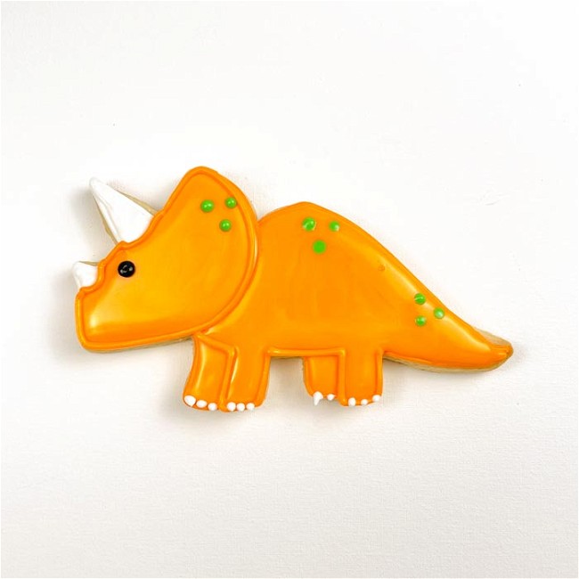 Image of How to Decorate a Triceratops Sugar Cookie-Beginner Friendly Tutorial