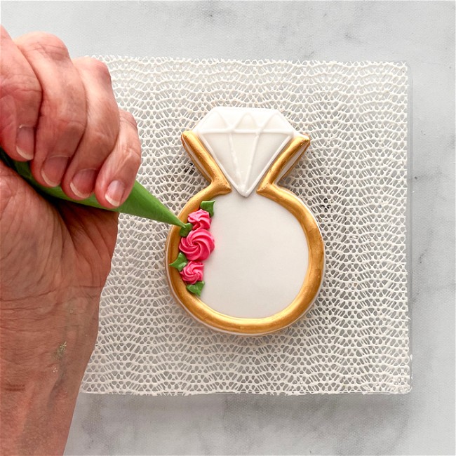 Image of How to Decorate a Diamond Ring Cookie-Beginner-Friendly Tutorial