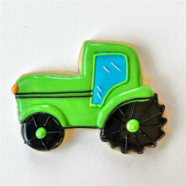 Image of How to Decorate a Tractor Cookie with Royal Icing