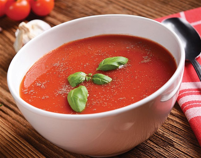 Image of Tomato Basil Bisque with Herb Croutons