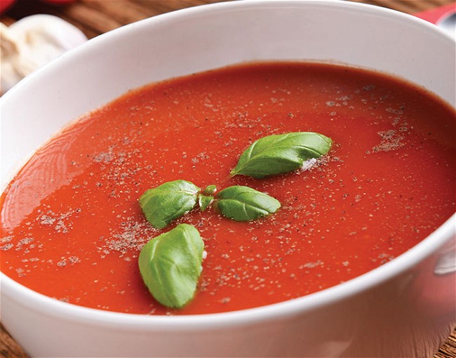 Image of Tomato Basil Bisque with Herb Croutons