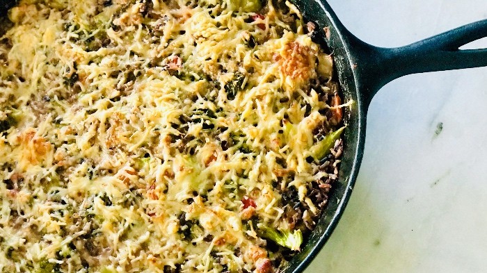 Image of Cheesy Wild Rice Broccoli Mushroom Casserole