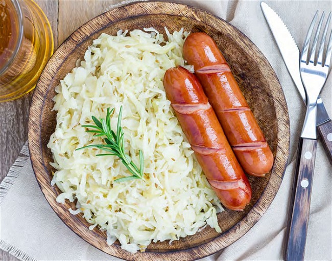 Image of Grilled Polish Sausage and Sauerkraut