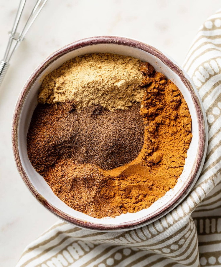 Image of Make the spice mixture: Mix cinnamon, cumin, salt, ginger, cloves, nutmeg, turmeric, and curry powder together in a bowl.