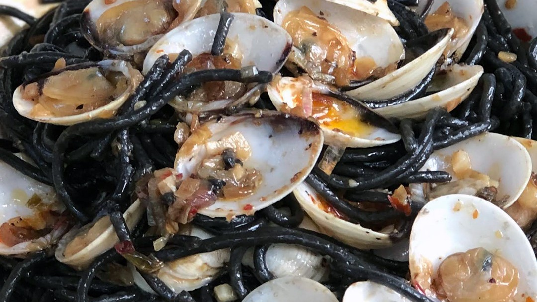 Image of Spicy Squid Ink Pasta With Clams