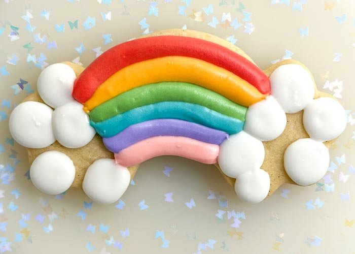 Image of To create puffy clouds, begin overlapping the white circles as you pipe them. Be sure not to pipe onto wet icing, as you will lose the definition and fluffiness in the clouds. Repeat this process until the entire surface of the cookie is covered.  