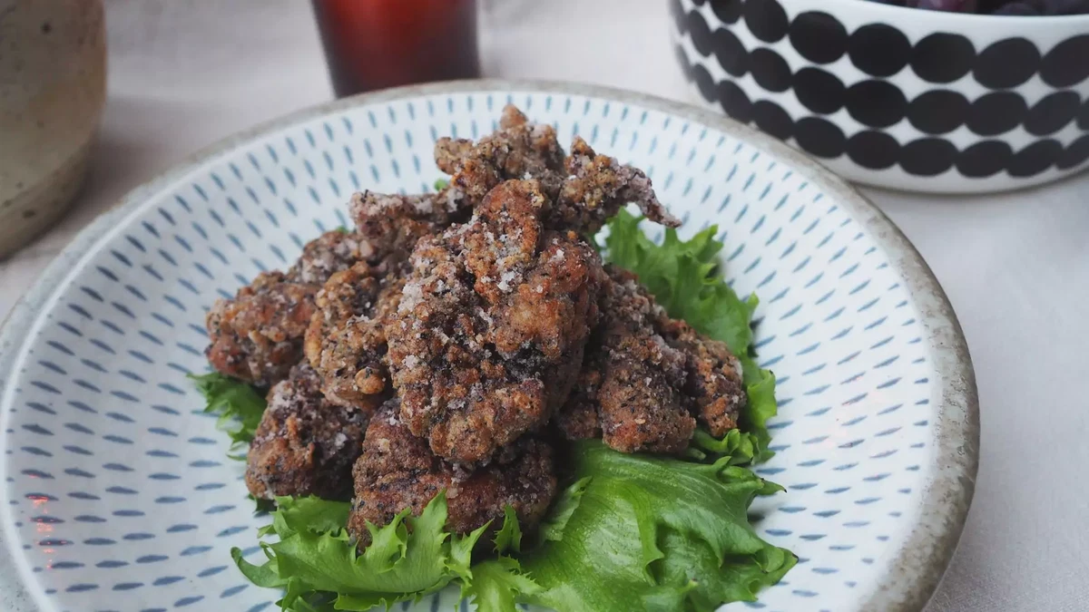 Umami-rich horn of plenty karaage with Shio-koji