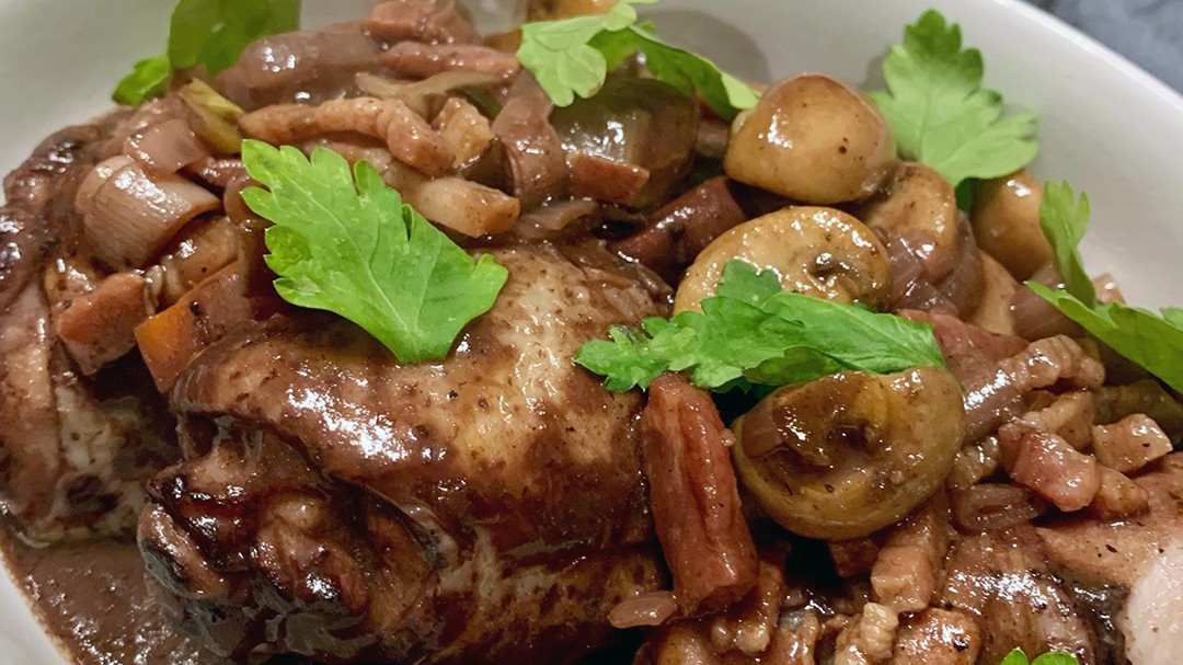 Image of Manok Estofado (Chicken Stew in Red Wine)