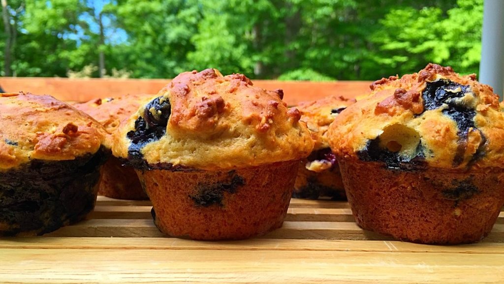 Image of Fluffy Healthy Blueberry Yogurt Muffins with Flaxmeal