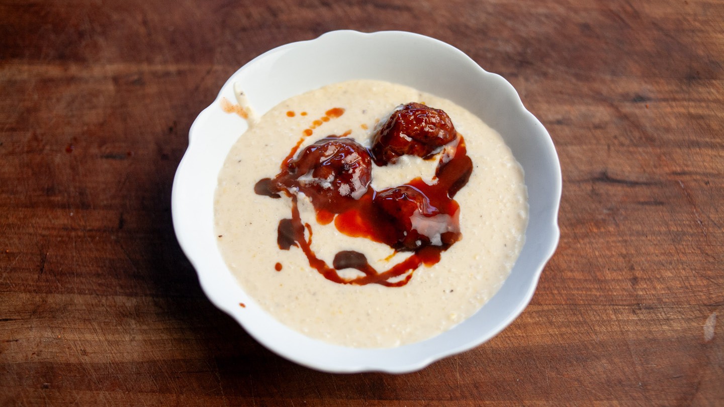 Image of Barbecue Meatballs & Cheese Grits