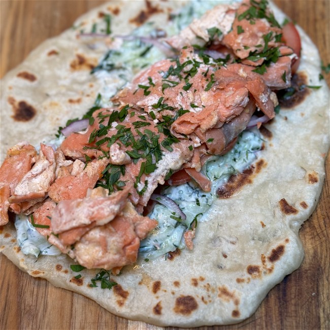 Image of High protein gyros with salmon