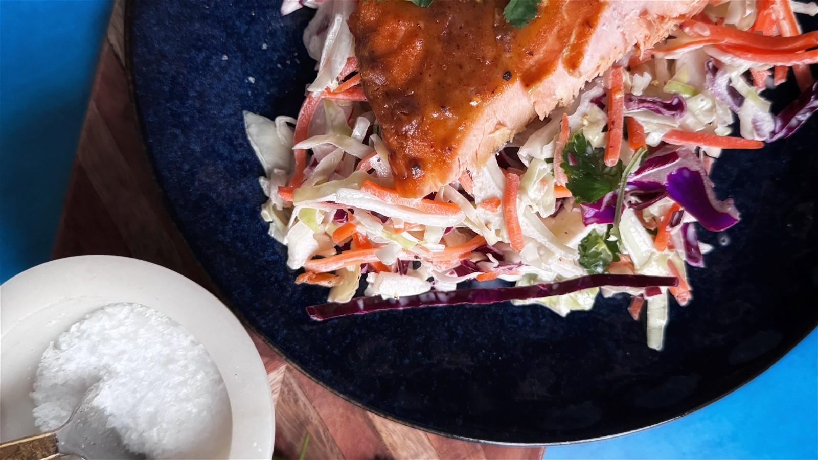 Image of Maple Mustard Salmon over Lemony Cole Slaw