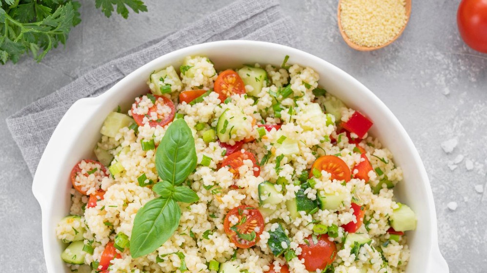 Image of Cous cous salad with tomato and cucumber