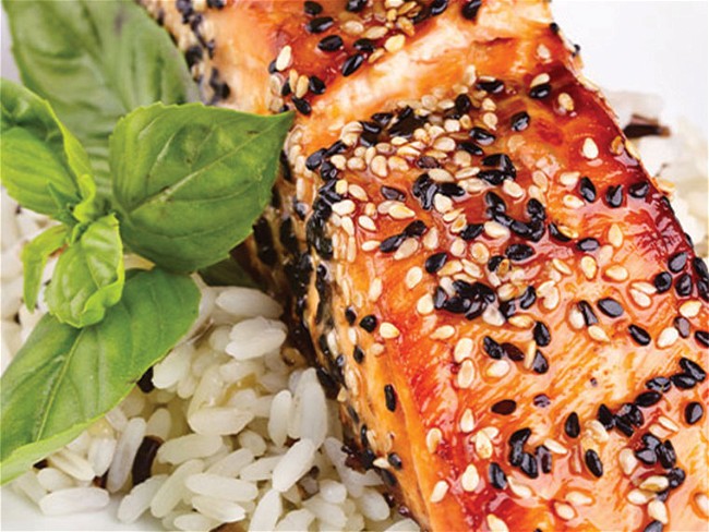 Image of Crispy Grilled Salmon with Sesame Honey Sauce