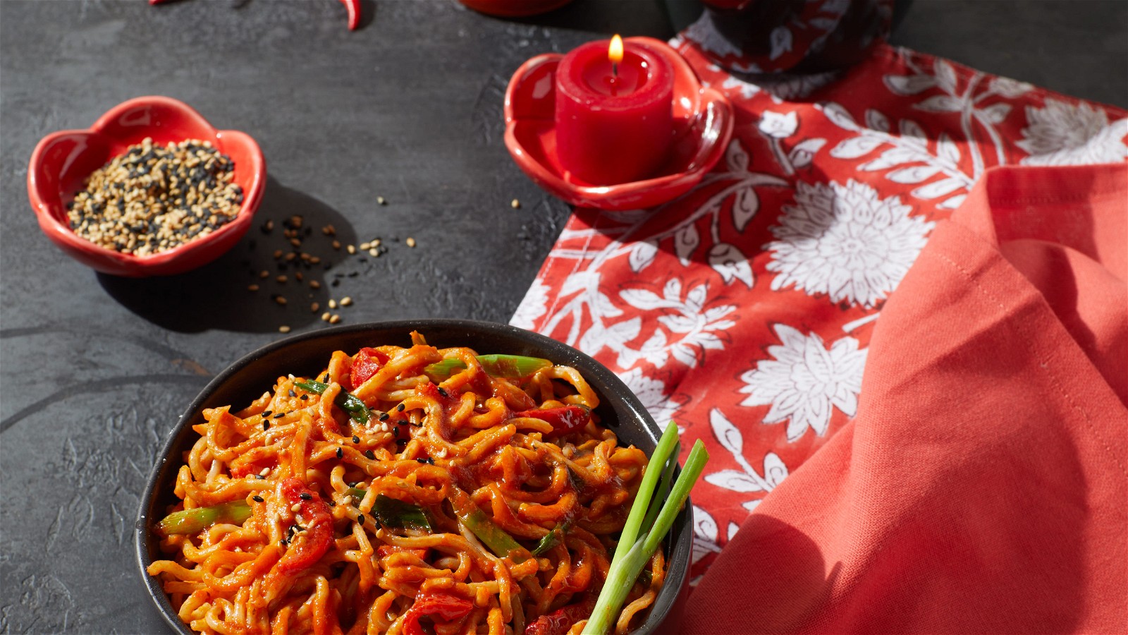 Image of Spicy Dragon Pepper Noodles with Sriracha Sauce and Soba Noodles