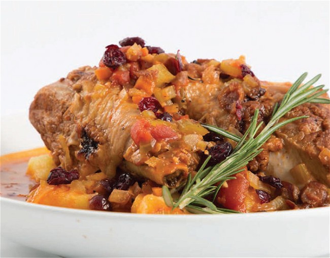 Image of Braised Turkey Thighs with Yukon Gold Potatoes and Cranberries