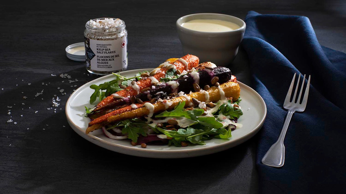Roasted Carrot Salad with Lemon Yogurt Sauce