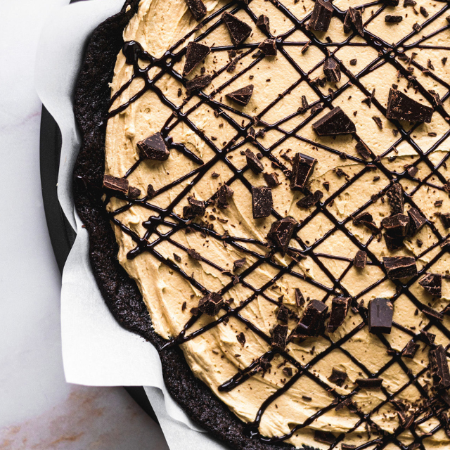 Image of Mocha Brownie Pizza with Espresso Buttercream and Black Cocoa Powder