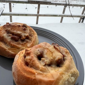 Maple Glazed Pecan Cinnamon Rolls