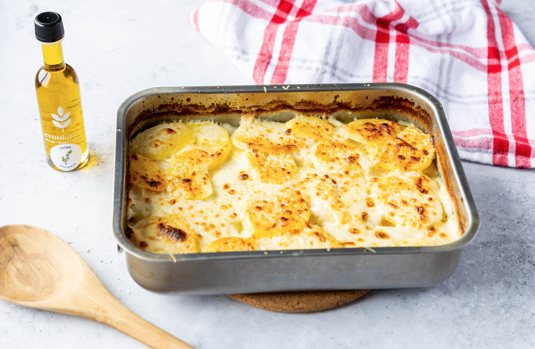 Image of Potatoes au Gratin with Thyme Olive Oil