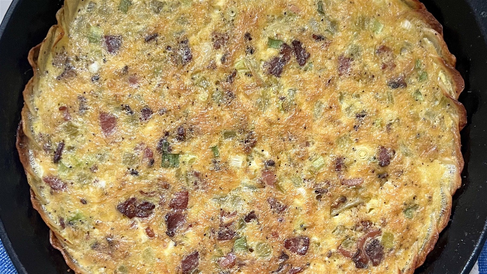 Image of Potato Crusted Quiche with Bacon, Cheddar, and Hatch Green Chiles