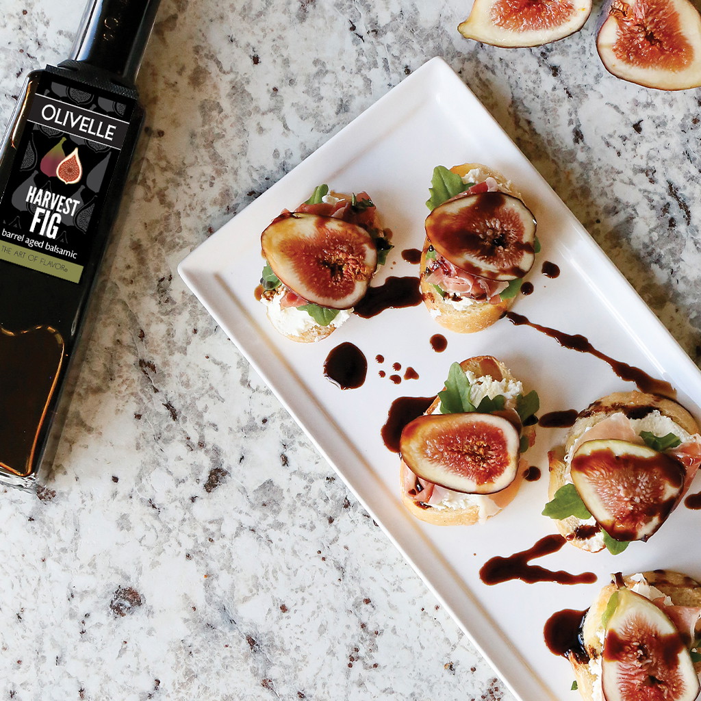 Fig Crostini with Prosciutto and Whipped Goat Cheese