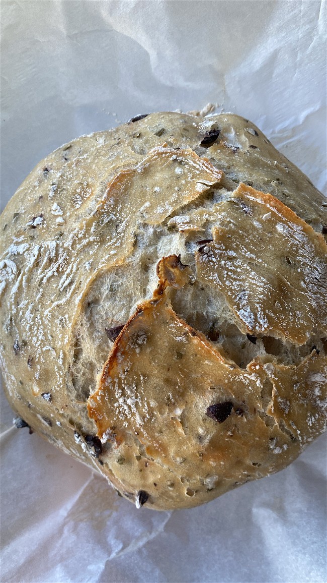 Image of Olive, Rosemary and Roasted Garlic No-Knead Bread