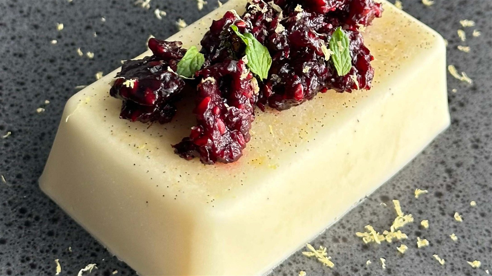 Image of Zesty Delight: Lemon Panna Cotta with Blackberry Compote