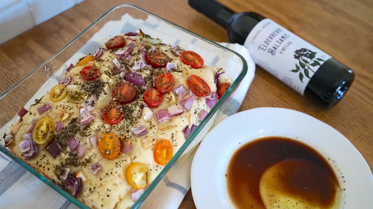 Image of Tomato and Herb Focaccia with Elderberry Balsamic Dip