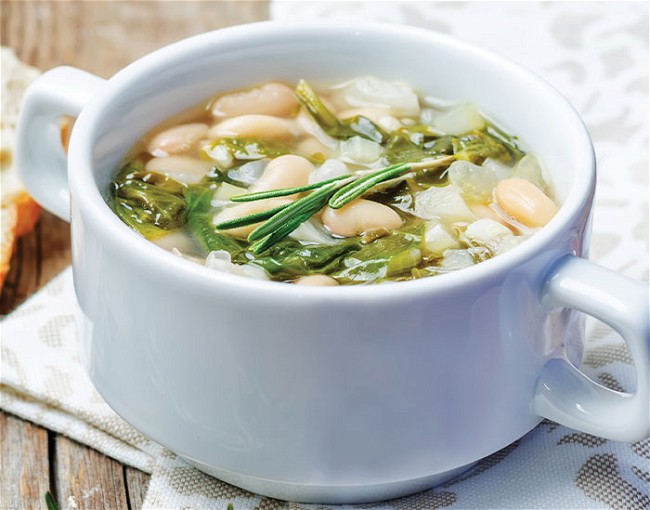 Image of Tuscan White Bean Soup with Swiss Chard & Smoked Ham
