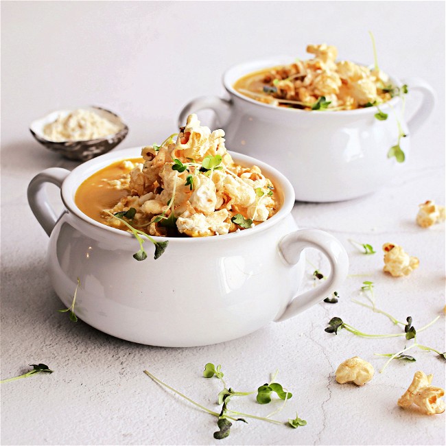 Image of Butternut Squash Soup with Popcorn Croutons