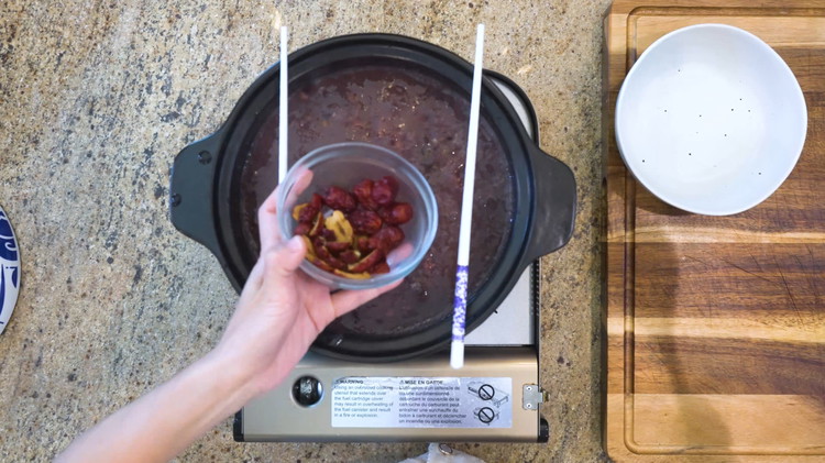 Image of 15 minutes before it is ready, add the red jujube. Some people like to add them in the beginning. You can do that too. I like to be able to chew on these little dry fruits. Also, this is the...