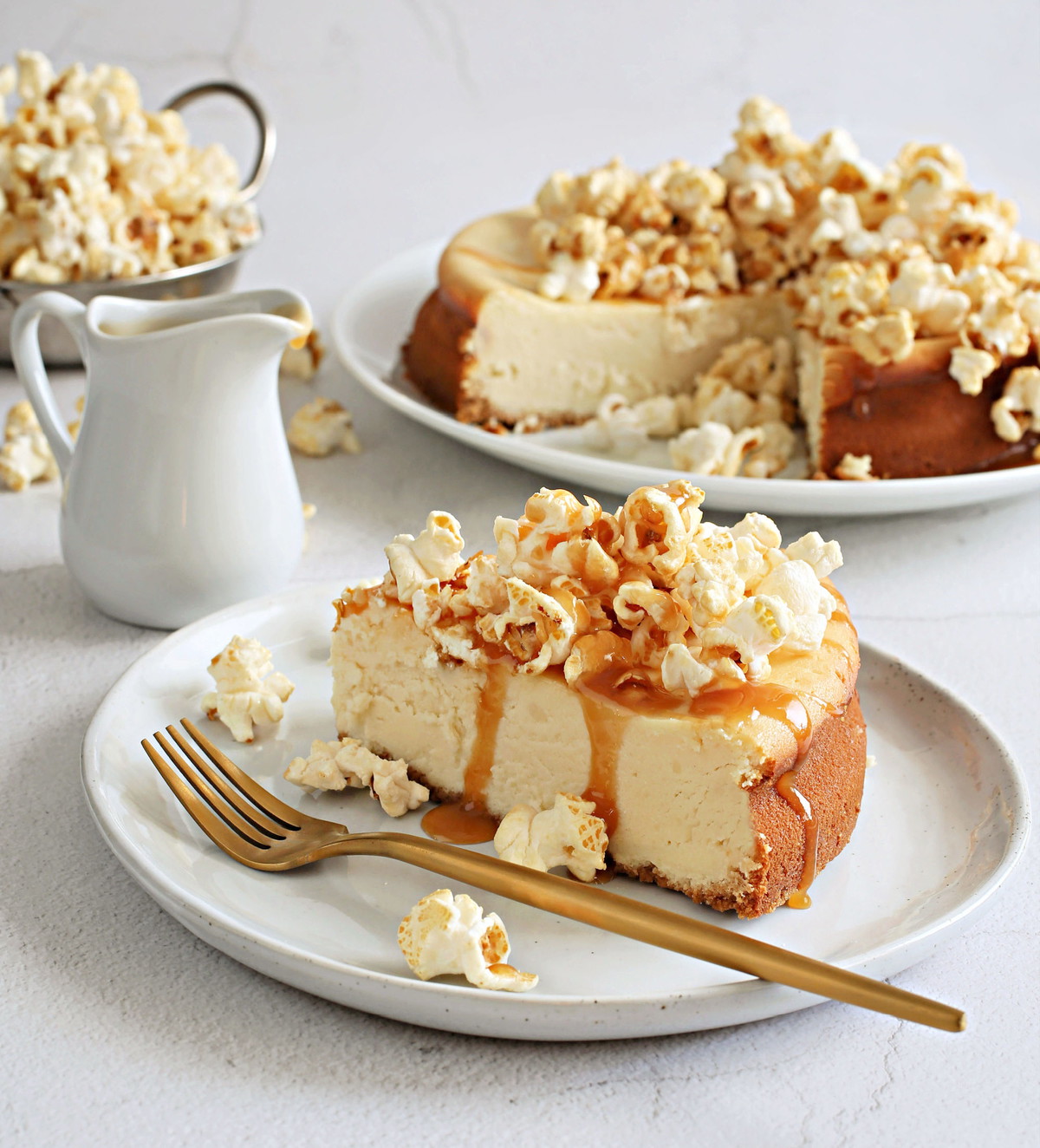 Salted Caramel Popcorn Cheesecake