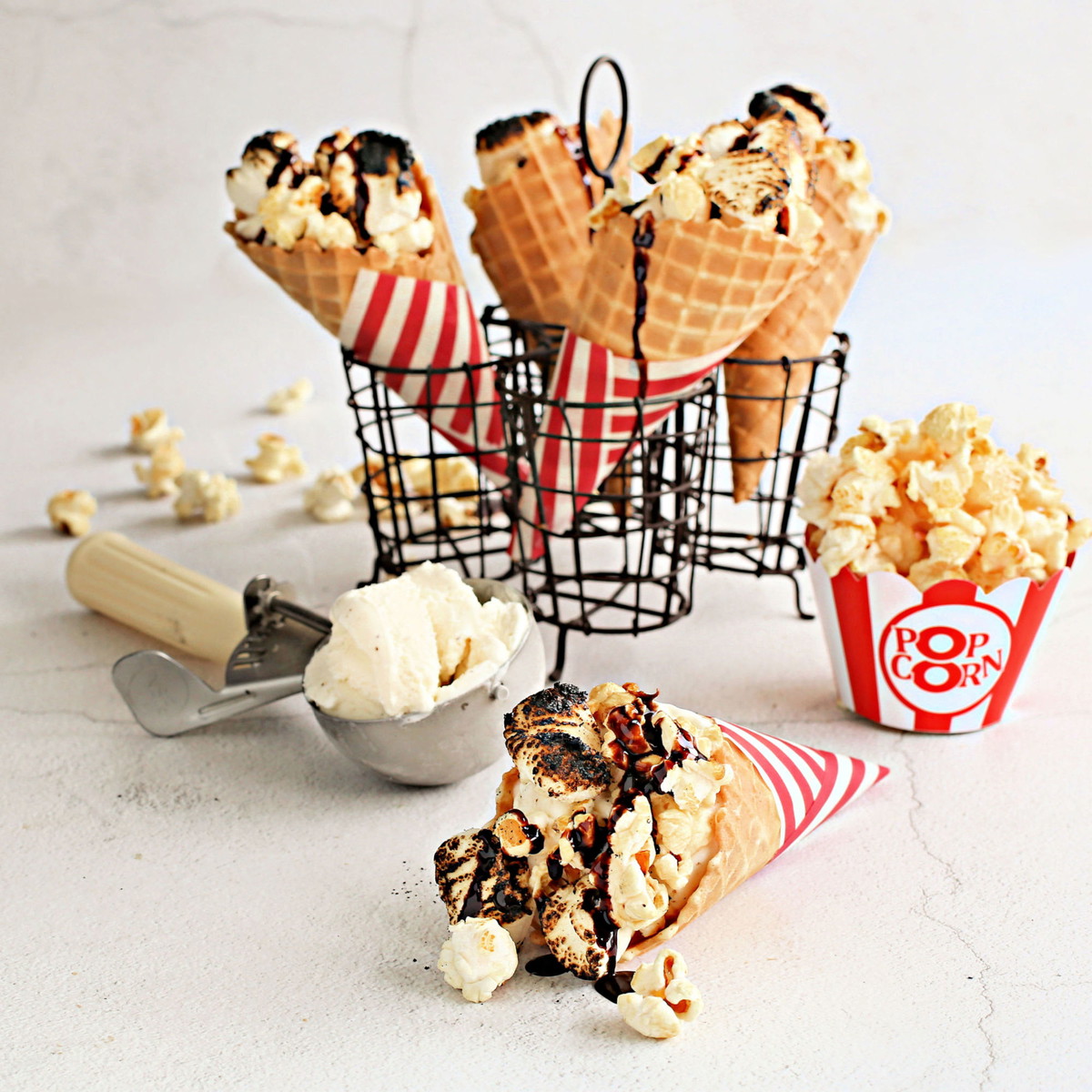 S’mores Popcorn Ice Cream Cones