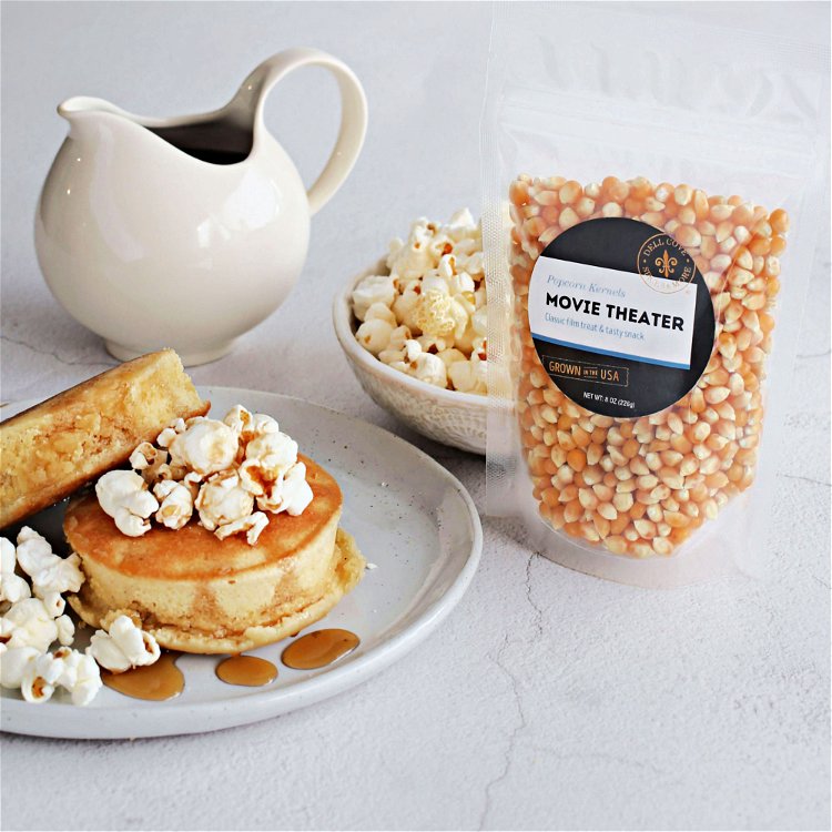 Image of Serve warm, topped with popcorn and maple syrup. The recipe...