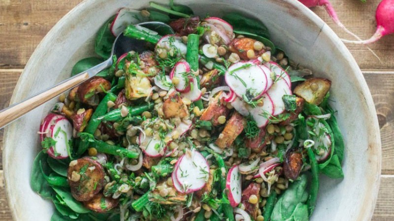 Image of Roasted Potato Salad with Lentils & Green Beans Recipe