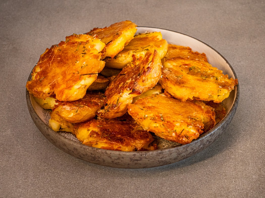 Andy Cooks - Crushed rosemary potatoes