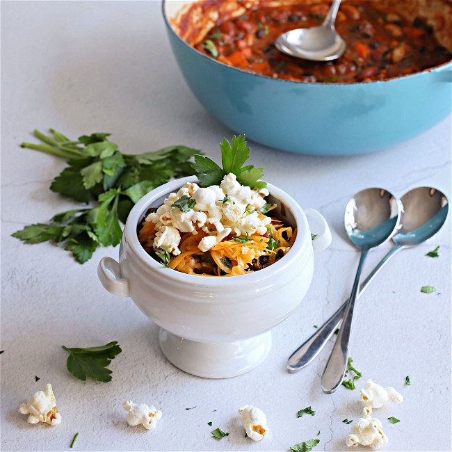 Image of Vegetarian Chili with Popcorn Croutons
