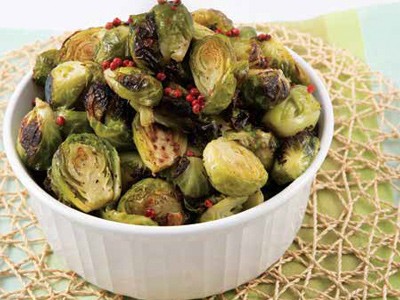 Image of Olive Oil-Roasted Brussels Sprouts with Pink Peppercorns