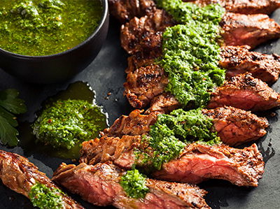 Broiled Skirt Steak with Green Sriracha