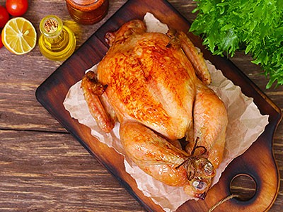 Image of Roast Chicken with Spanish Paprika and Herb-Roasted Smash