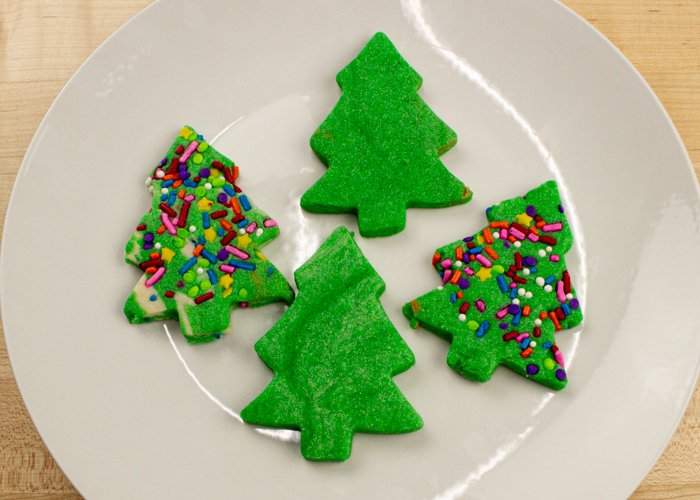 Image of No decorating needed--these colorful holiday cookies are perfect for cookie swaps or your dessert table Word on the street is that Santa loves these too! If you'd still like to add a bit more to your cookie, the colored dough means that you can create stunning contrast with just one icing color. Happy baking!