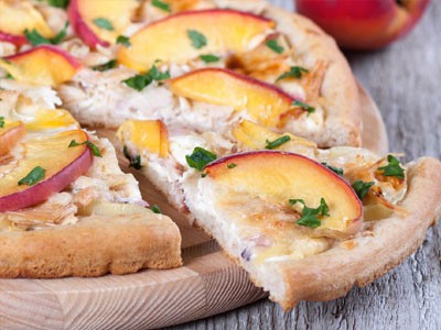 Image of Grilled-Peach Pizzas with Prosciutto