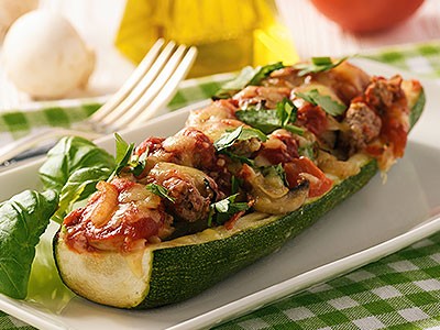 Image of Tomato-Stuffed Baked Zucchini