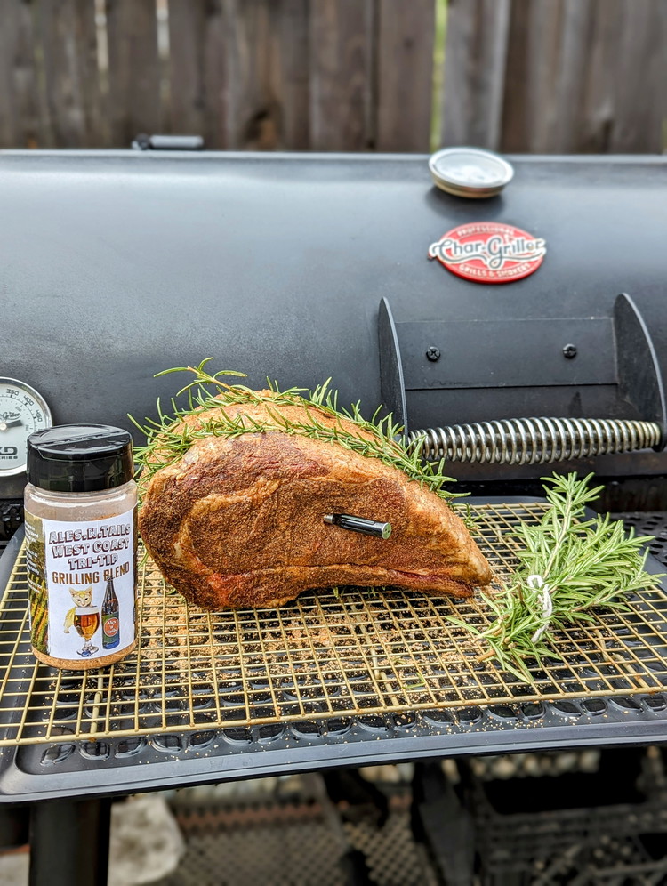 Image of 24-36 hours before cooking, pat the roast dry with paper towels and apply seasoning all over and place uncovered in the fridge.  Take the meat out of the fridge at least one hour prior to cooking.