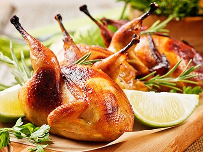 Image of Roasted Quail with Grapes and Chestnuts