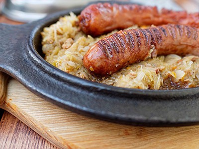 Image of Polish Sausage and Sauerkraut